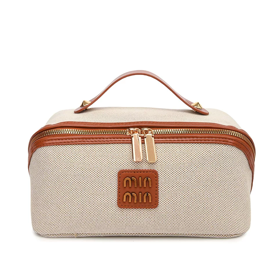 Retro capacious cosmetic bag, handheld organizer bag, high-end