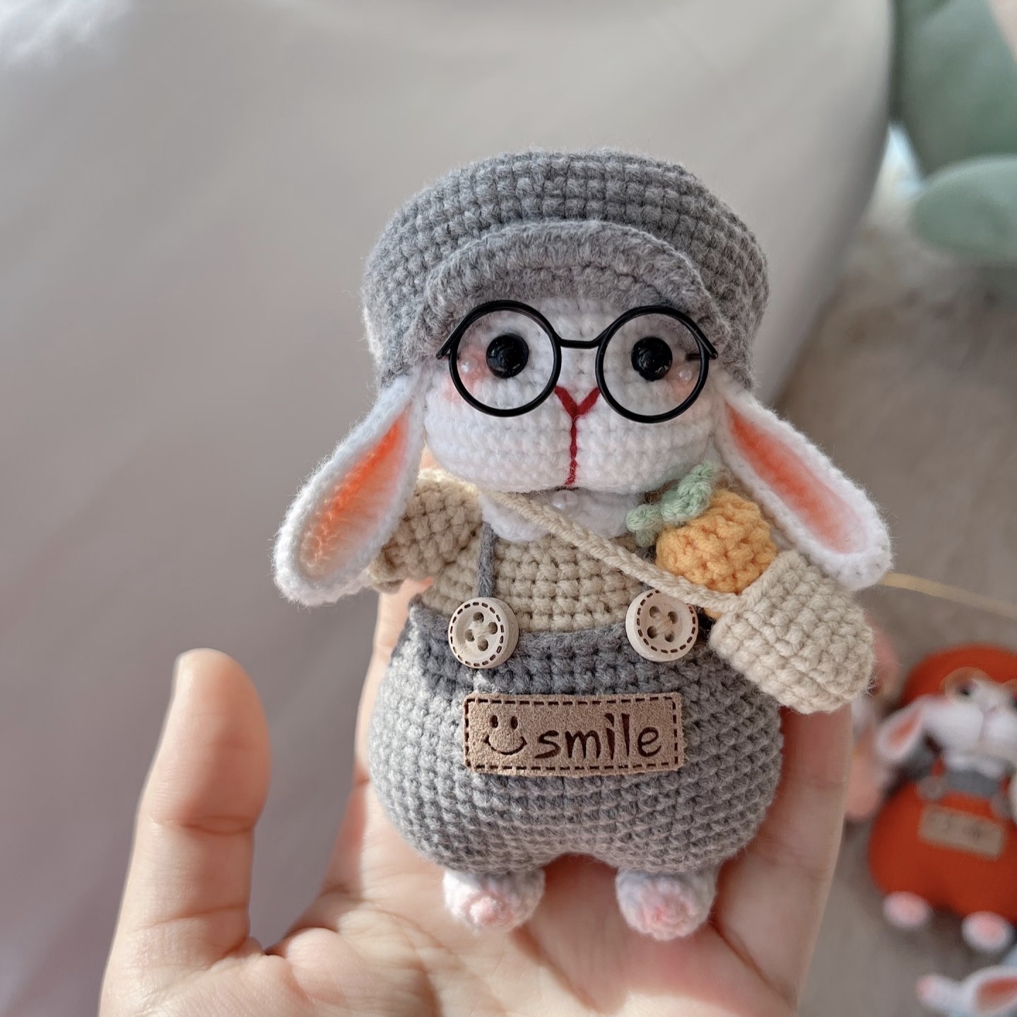 糖糖兔长耳朵兔钩针毛线编织玩偶钥匙扣挂件摆件手工钩织送教程,淘宝优惠券,粉丝福利购,淘宝优惠卷