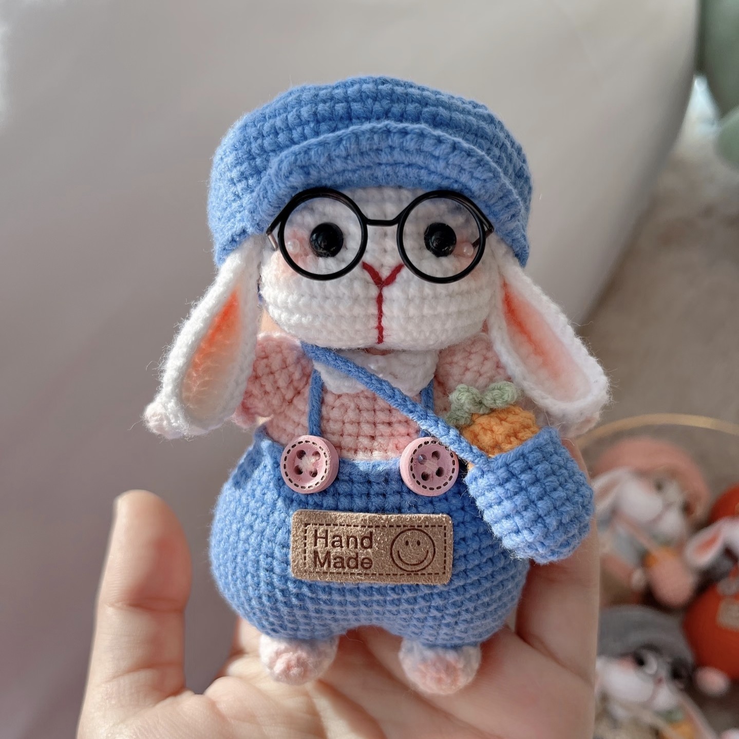 糖糖兔长耳朵兔钩针毛线编织玩偶钥匙扣挂件摆件手工钩织送教程,淘宝优惠券,粉丝福利购,淘宝优惠卷