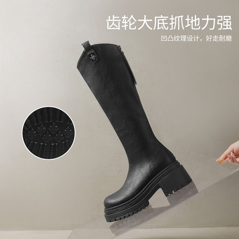 ZHR骑士靴女2025新款冬季厚底小个子显瘦长筒靴不过膝V口百搭靴子,淘宝优惠券,粉丝福利购,淘宝优惠卷