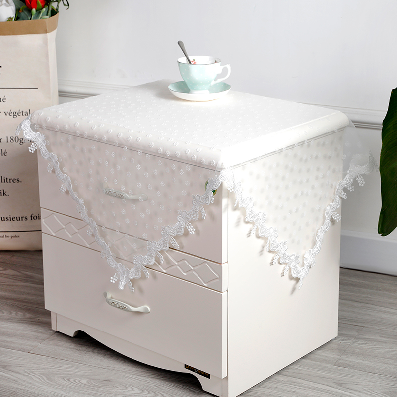 床头柜盖布唯美蕾丝通用防尘罩洗衣机多用小桌布盖巾床头柜垫盖巾 - 图1