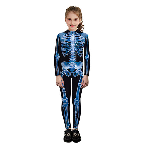 Halloween Creative Skeleton Children's jumpsuit演出连体服装 - 图0