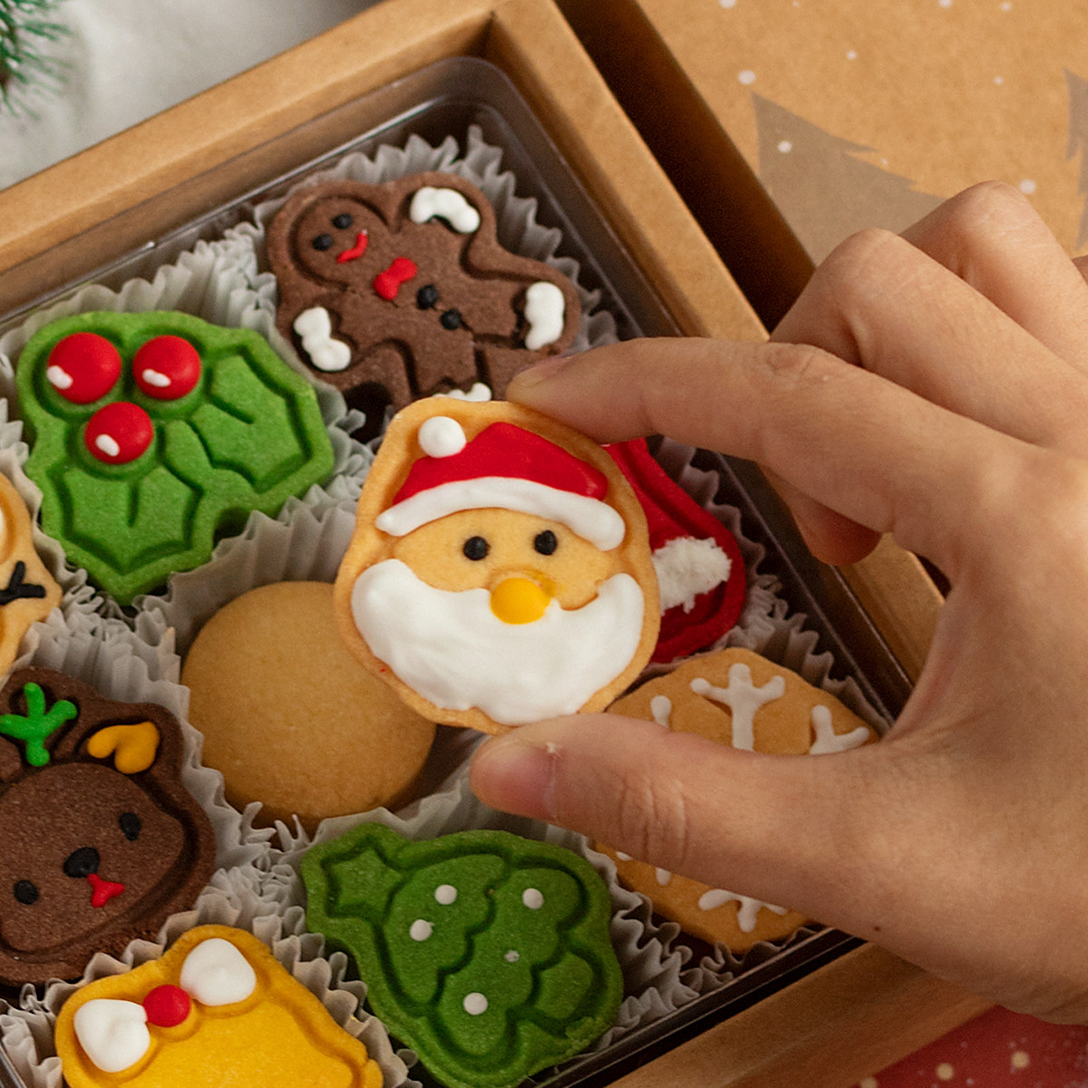 圣诞节礼物手工曲奇饼干礼盒装糖霜姜饼人独立包装限定自制小饼干