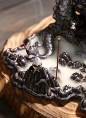 紫砂倒流香炉龙观赏创意大号摆件室内茶道仿古檀香沉香熏香炉香插