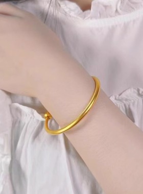 南非锡金古法传承推拉手镯女实心越南沙金仿真黄金不掉色正品首饰