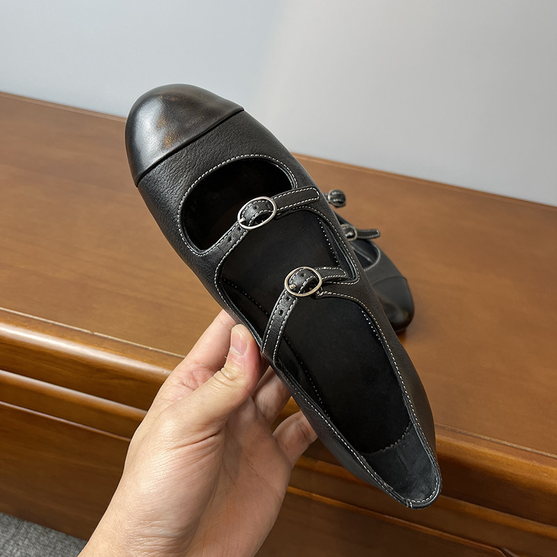 水洗马皮~牛皮里 小香风芭蕾舞单鞋女平底复古一字扣带玛丽珍鞋,淘宝优惠券,粉丝福利购,淘宝优惠卷