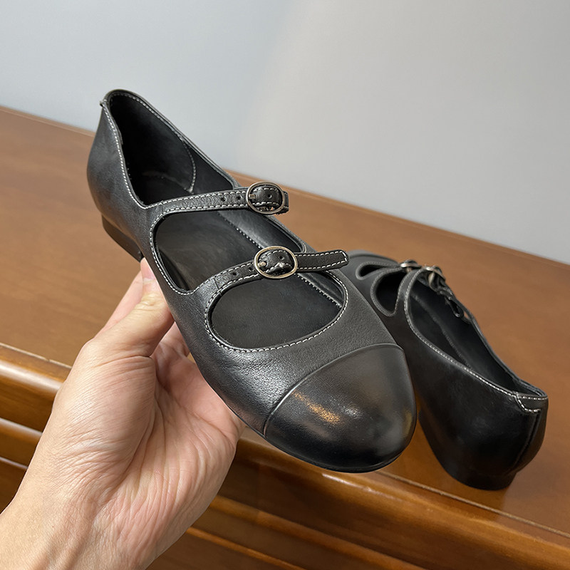 水洗马皮~牛皮里 小香风芭蕾舞单鞋女平底复古一字扣带玛丽珍鞋,淘宝优惠券,粉丝福利购,淘宝优惠卷