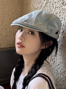 韩黛妍复古牛仔日系水洗帽