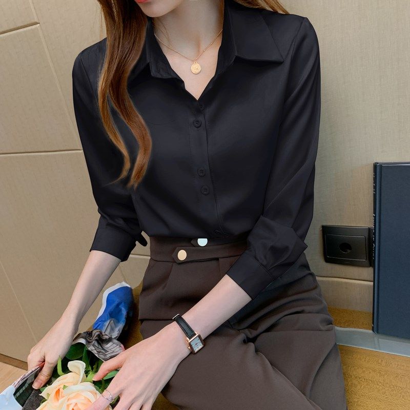 职业2021年春夏新款ol气质白色衬衫 婷姿恬衬衫