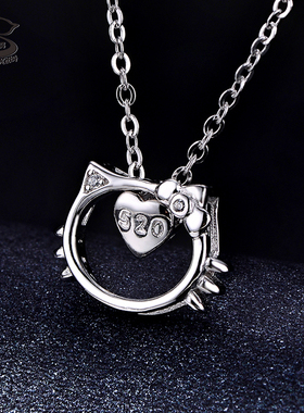 bebekitty925纯银女猫咪项链