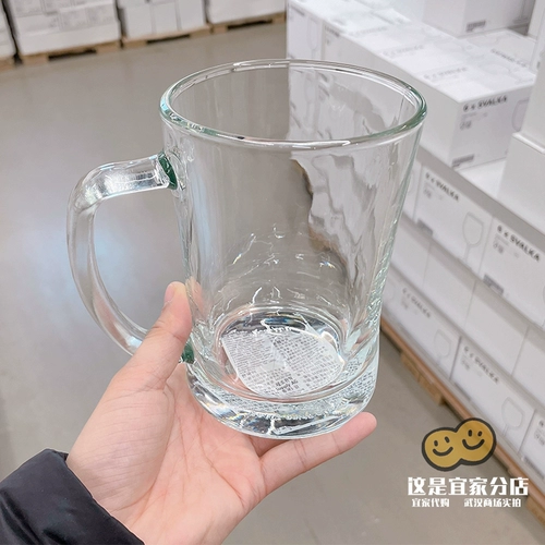 Ikea, прозрачный стеклянный бокал, ручка, вместительная и большая чайная чашка, 600 мл