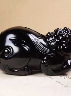 新疆和田玉和田墨玉雕刻貔貅吊坠立体手把羊脂玉天然招财收藏男女