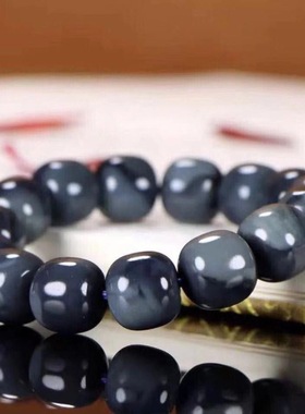 老型珠手链墨玉青花籽料手链