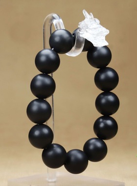高档新款天然新疆和田玉墨玉籽料手串黑羊脂细料手链情侣款圆珠