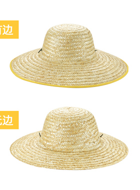 农民手工麦秆草帽大檐户外田园防晒劳保农用遮阳帽男女钓鱼太阳帽