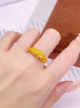 2026越南沙金繁花锦族开口戒指 轻奢小雏菊指环可调节食指戒久不