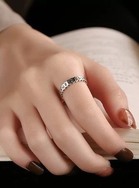 2026复古做旧 六字真言开口戒指 时尚潮流