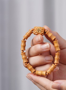 2026芭比檀香竹节珠镶嵌腰缠款DIY手串链厂家0.7×1.6男女装饰品