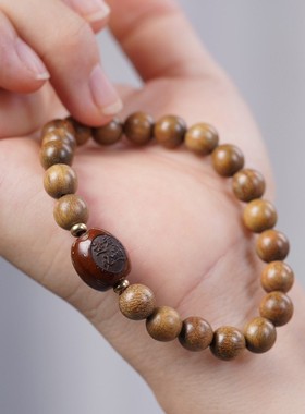 2026绿檀木搭配紫金鼠DIY雕刻逢考款手串0.8男女装饰念珠文玩厂家