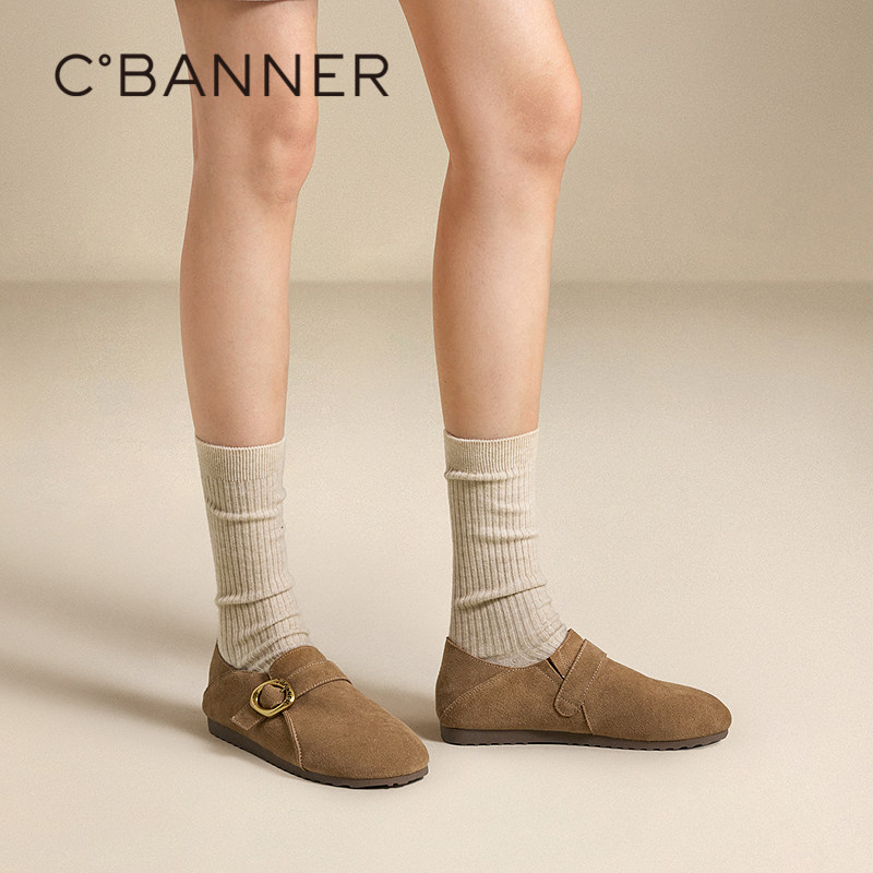 千百度复古全包勃肯鞋女款秋季新款薄底一脚蹬休闲平底单鞋,淘宝优惠券,粉丝福利购,淘宝优惠卷