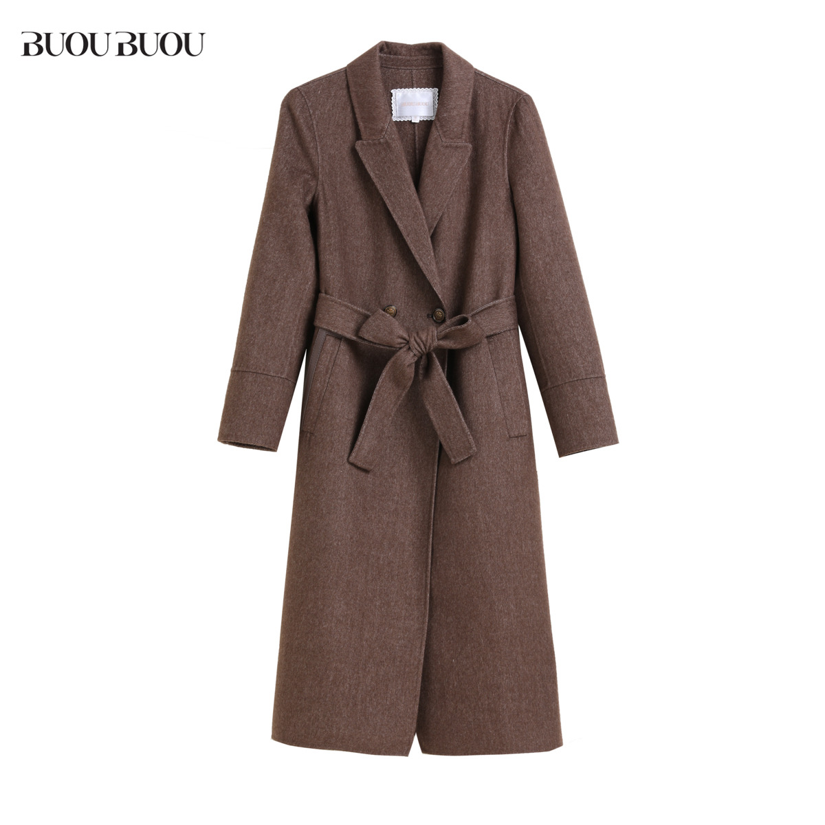 【商场同款新品】法式复古系带羊毛双面呢大衣女秋冬BuouBuou-图3