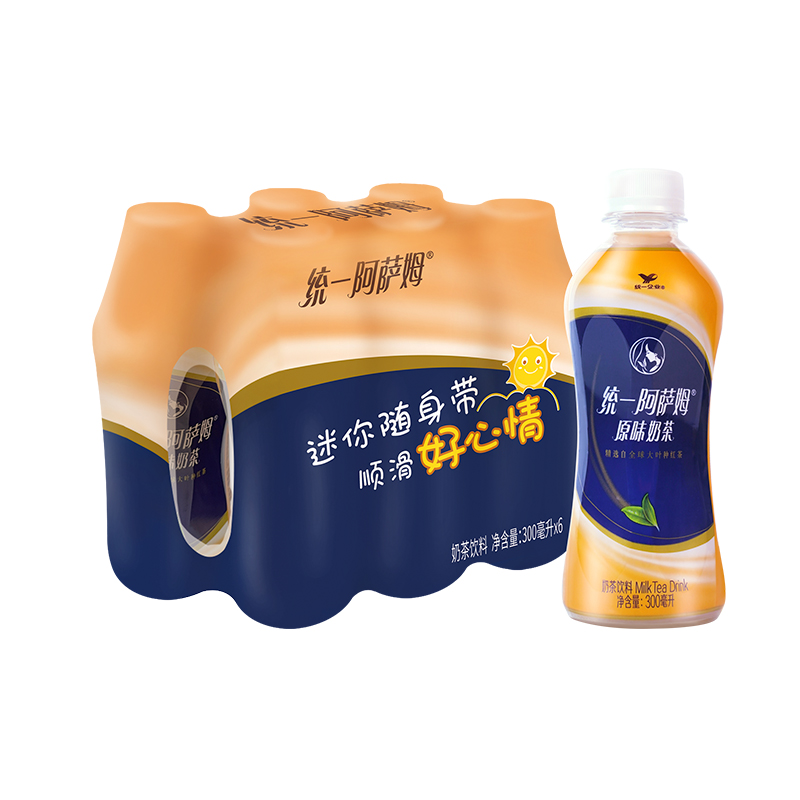 统一阿萨姆奶茶原味迷你装300ml*6瓶彩膜整提小瓶装奶茶饮料饮品 - 图0