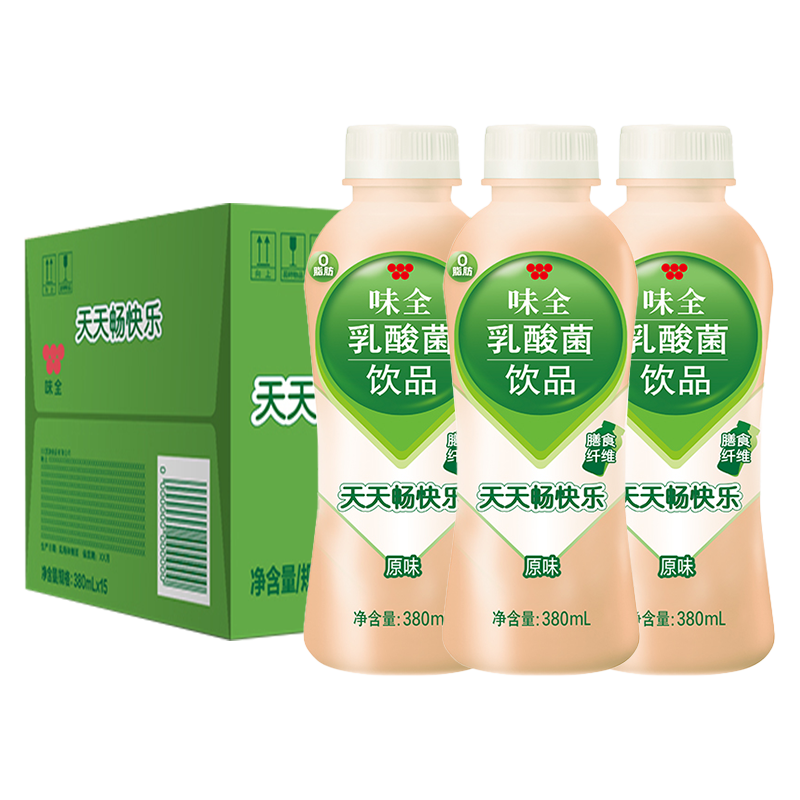 康师傅味全乳酸菌原味380ml*15瓶整箱装常温草莓味膳食纤维饮料-图3