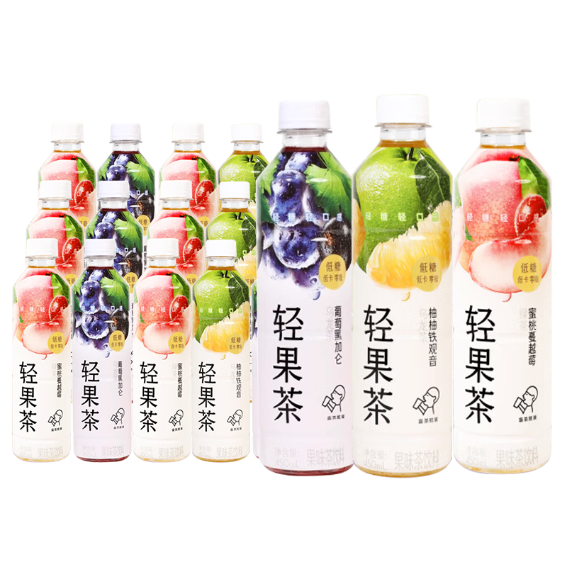 闭眼买，百亿补贴：喜茶 轻果茶 450ml*15瓶装 整箱蔓越莓葡萄黑加仑柚柚味果味茶饮料    35.4元（3人团）