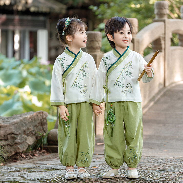 童汉服秋装套装三字经国学服唐装幼儿园中国风男女小学生古装春秋