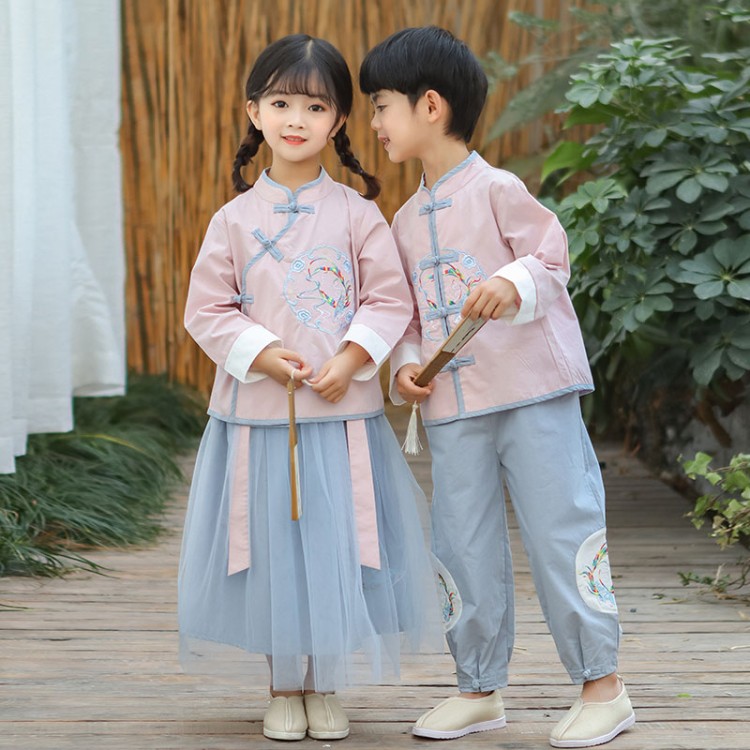 儿童古装汉服中国风男女幼儿园演出服三字经弟子规国学表演服春夏