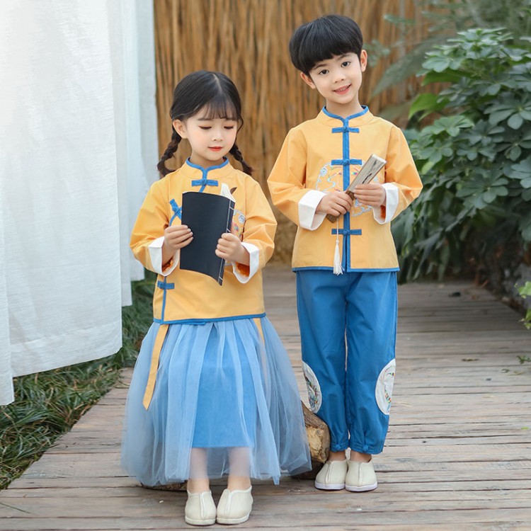 儿童古装汉服中国风男女幼儿园演出服三字经弟子规国学表演服春夏