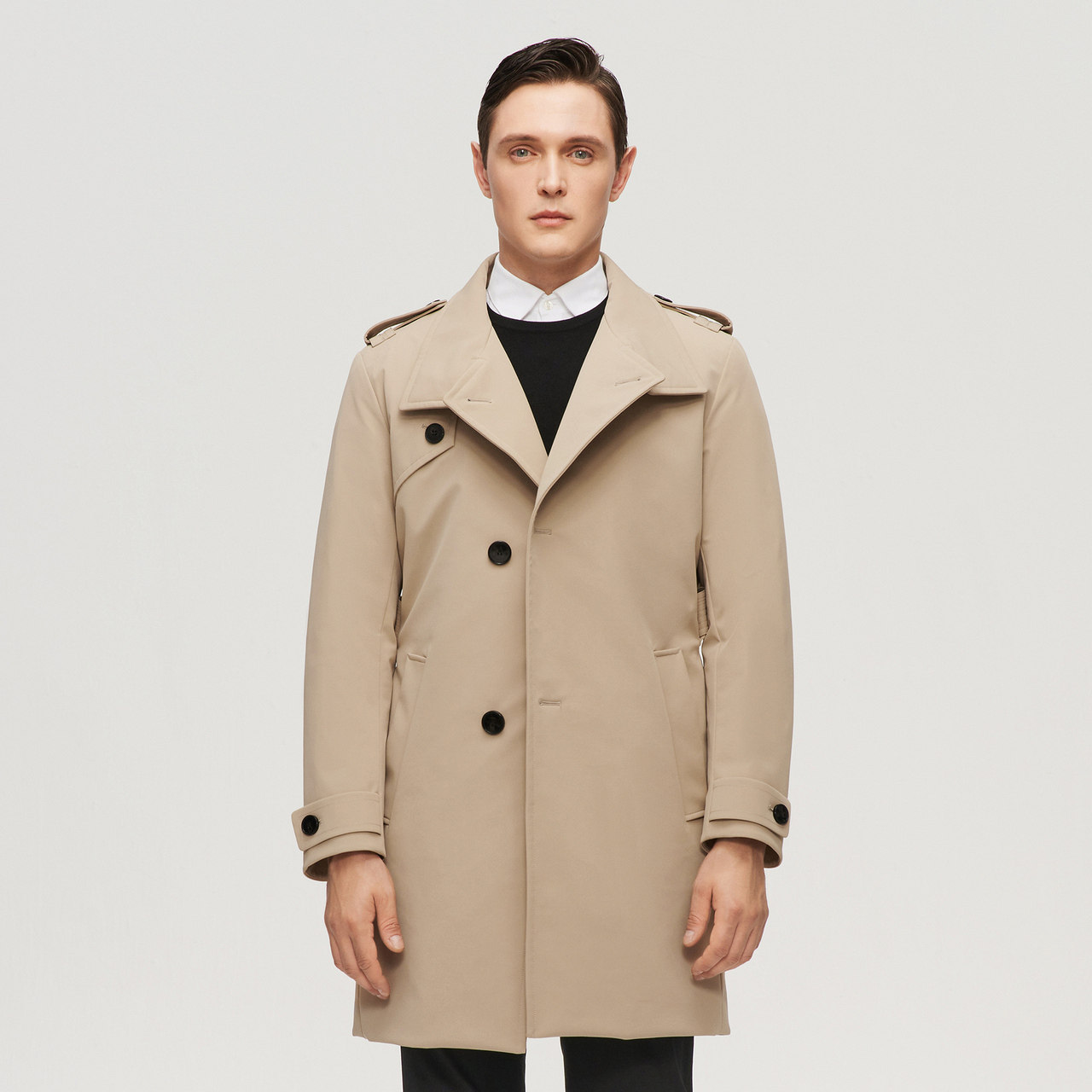 【鹅绒】波司登奥莱男首创高定风衣翻领长款拒水时尚厚羽绒服外套,淘宝优惠券,粉丝福利购,淘宝优惠卷