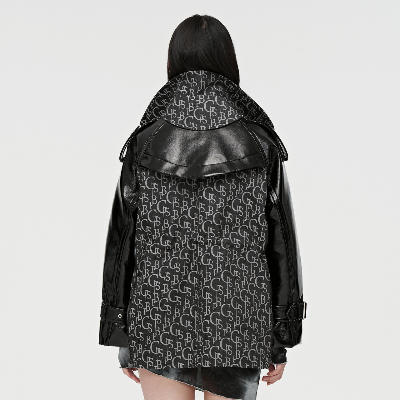 波司登女鹅绒皮革拼接羽绒服