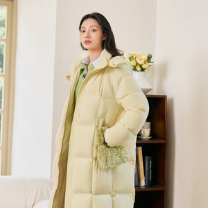 波司登奥莱冬季女士简约加厚羽绒服过膝连帽外套保暖中长款休闲