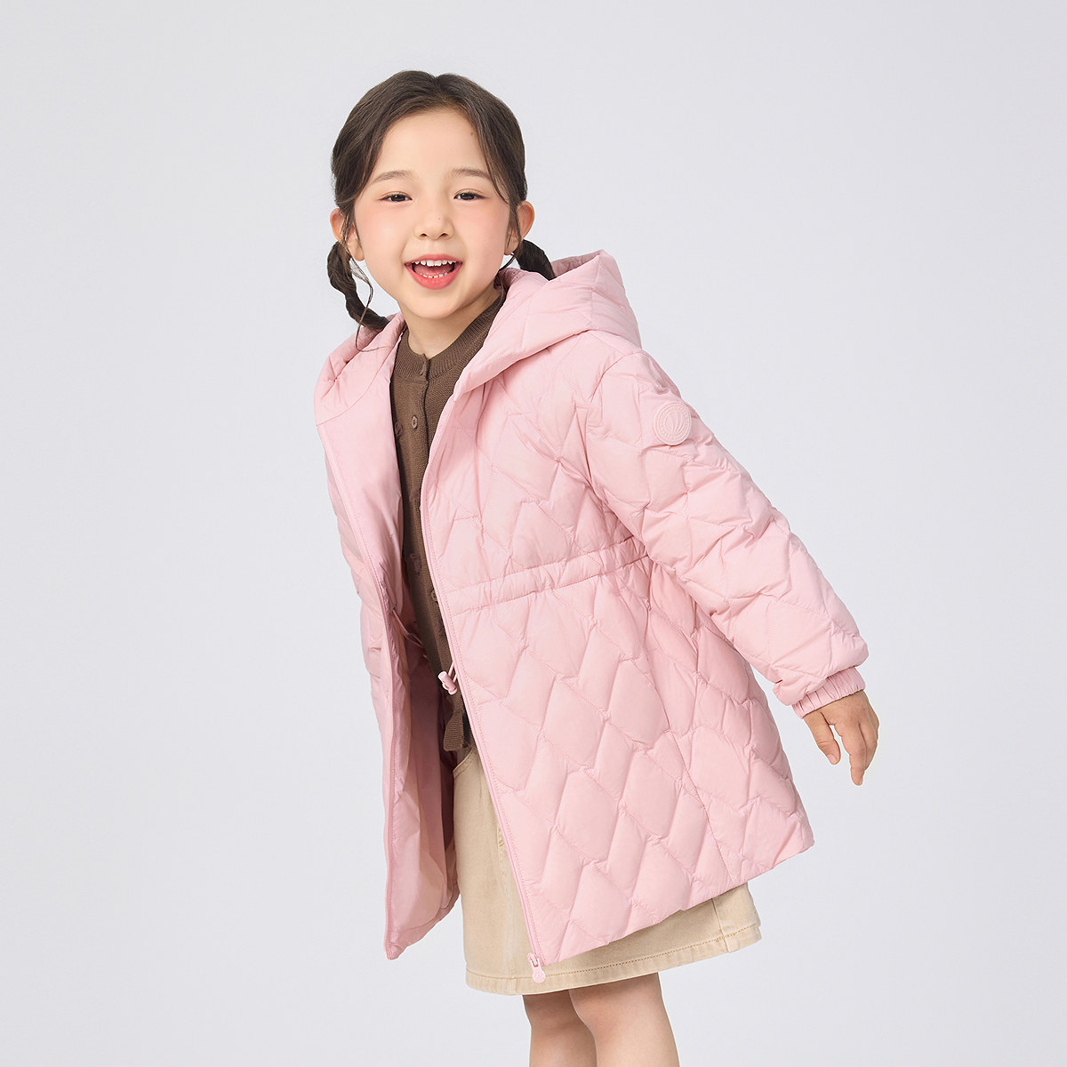 【抗菌绒】波司登奥莱秋款女童轻薄羽绒服收腰连帽冬可爱外套 收冬实拍商品图