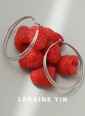 LARAINEYIN 极简双环大耳圈女 显脸小S925银针欧美风高级感耳环