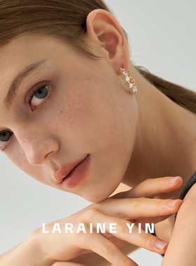 LARAINE YIN小众高级感闪钻耳圈女 立体锆石几何爆闪2026爆款耳环