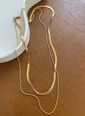 钛钢钛钢柔顺女双层项链蛇骨链