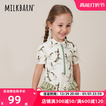 Milkbarn2023 Summer Children One-piece Swimsuit Baby Short Sleeve Triangle Swimsuit Girl Lotus Leaf Side Swimsuit Pants