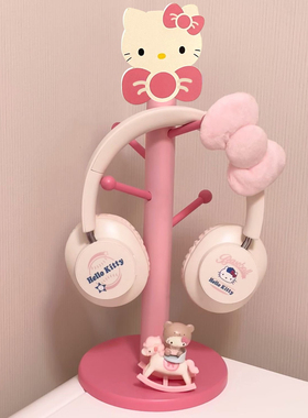 可爱KT猫收纳层架高颜值置物架挂件耳机收纳木质粉色杯子悬挂收纳
