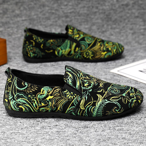 春季老北京布鞋男款透气百搭休闲懒人乐福鞋软底刺绣软底一脚蹬男 - 图3