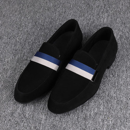 纯皮男鞋2026春秋新款男士休闲皮鞋反绒牛皮一脚蹬日常百搭乐福鞋 - 图1