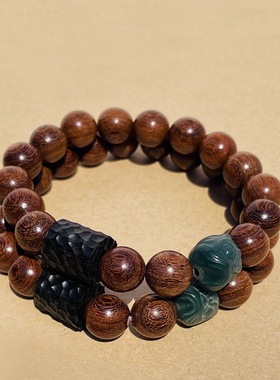 杭州灵隐官方正品金丝檀木手串