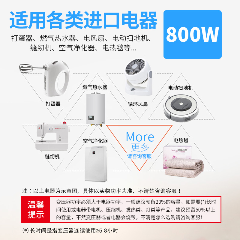 景赛800W变压器220V转110V电源电压转换器日本100V美国120V家用通用蒸脸器电热毯海淘电器110V转220V转换插座 - 图1