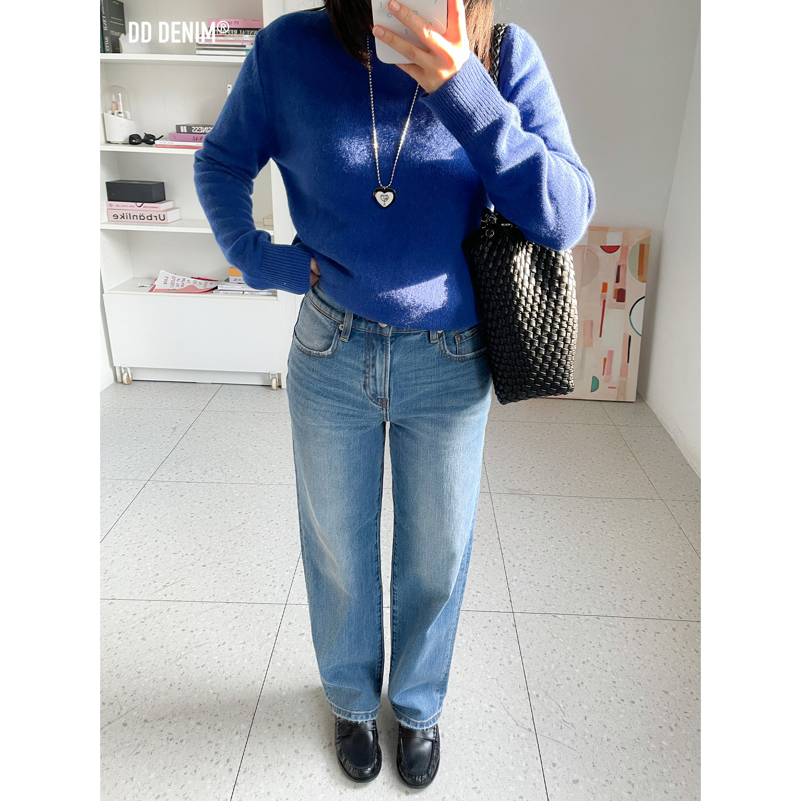 DD「Petite Exclusive」小个子系列 秋冬中腰窄版直筒牛仔拖地裤 - 图0