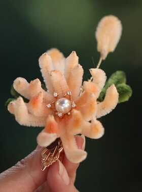 新中式菊花明清汉服头饰边夹仙气