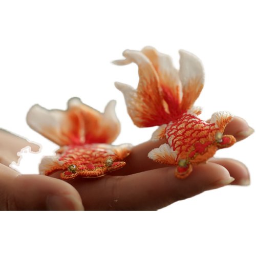 锦鲤夹子头饰发夹边夹女侧边汉服橙色发饰古风设计后脑勺橙色唐风 - 图3