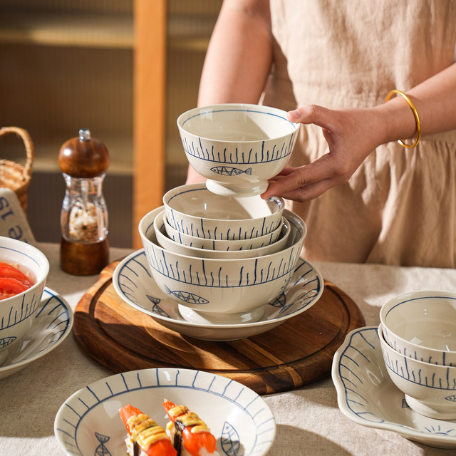 Sheli ceramic tableware set dish plate eating bowl
