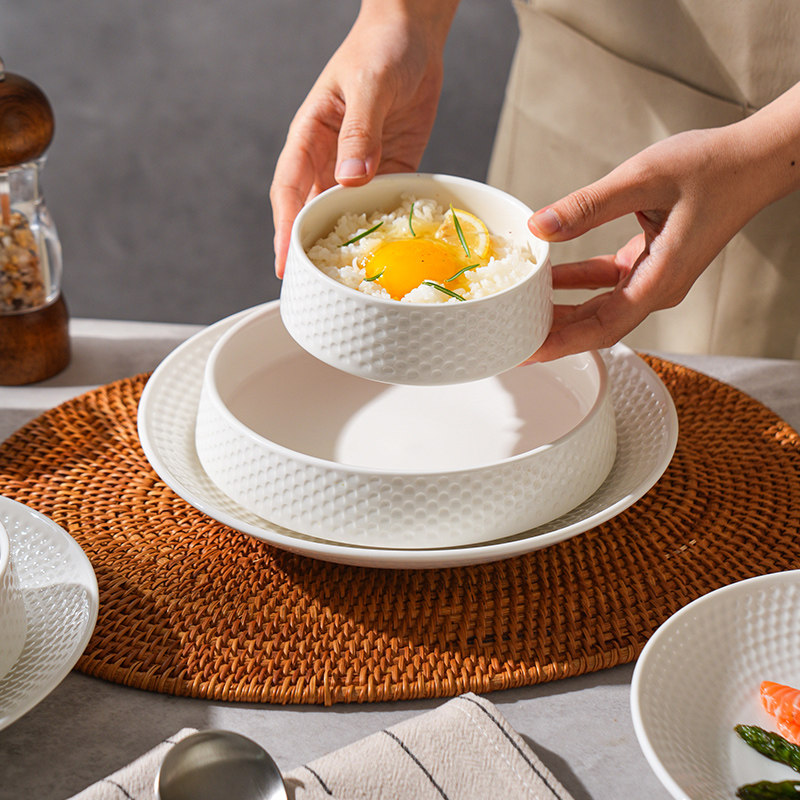 舍里白色碗碟套装家用餐具陶瓷