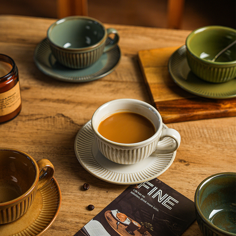 舍里复古陶瓷咖啡杯碟套装拉花杯拿铁美式杯子下午茶杯高档马克杯